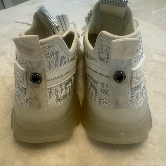 Steve Madden Maxima Rhinestone Sneakers Chunky Knit Low Top White/Silver Size 10 - Picture 10 of 11